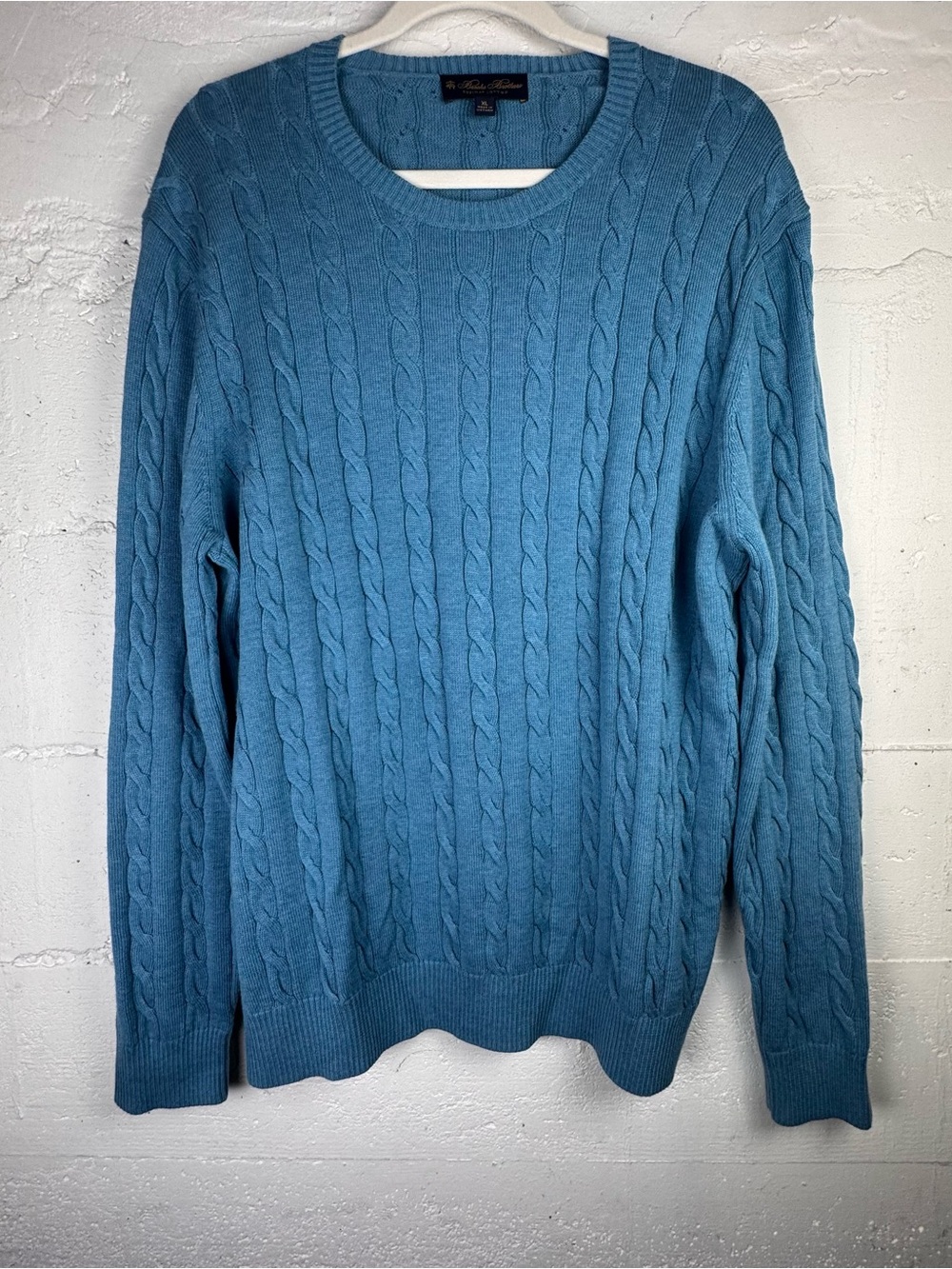 Brooks Brothers Supima Cotton Cable Crewneck Sweater Blue XL